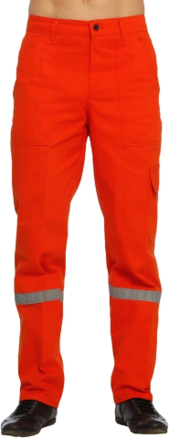Gabardine cargo pocket work trousers for summer-Orange