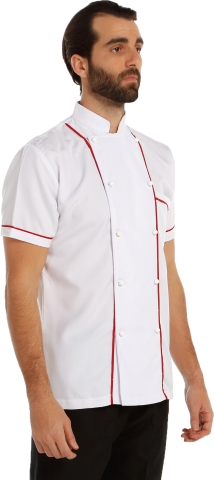 Efes model aşçı ceketi-Beyaz-Kırmızı