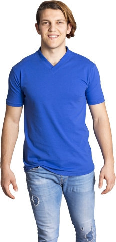 V neck t-shirt-Sax Blue