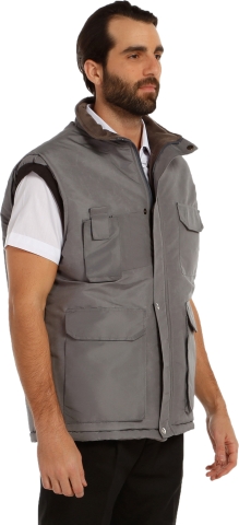 Multi-pocket work waistcoat-Grey