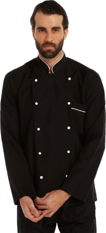 Efes model aşçı ceketi uzun kol-Siyah